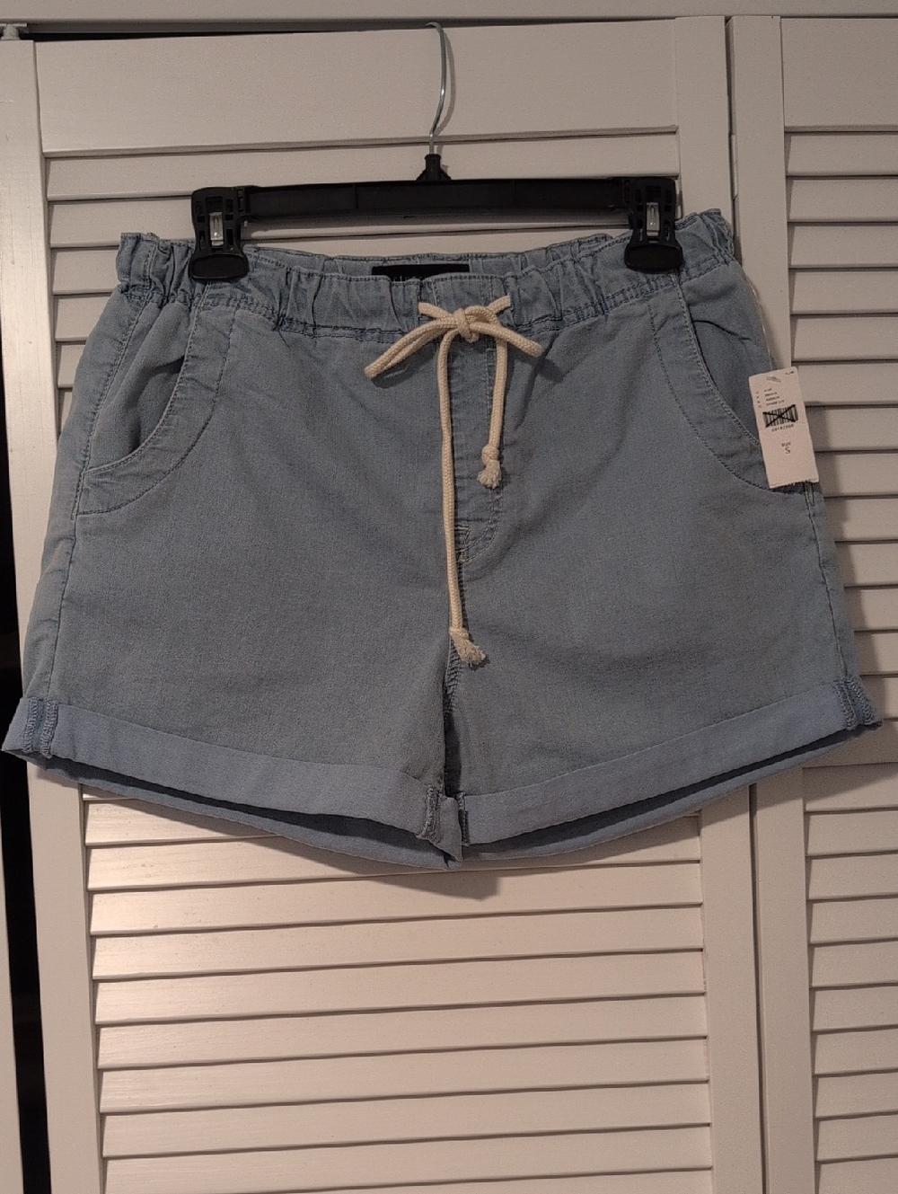 Sanctuary Light Blue Drawstring Denim Shorts